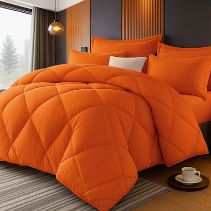 Quilted Comforter Set Twin Queen King Size – Soft Diamond Pattern Quilt with Pillowcases Ultra-Fine Fiber Fill Lightweight Breathable All-Season Bedding 2/3 Piece Multiple Colors