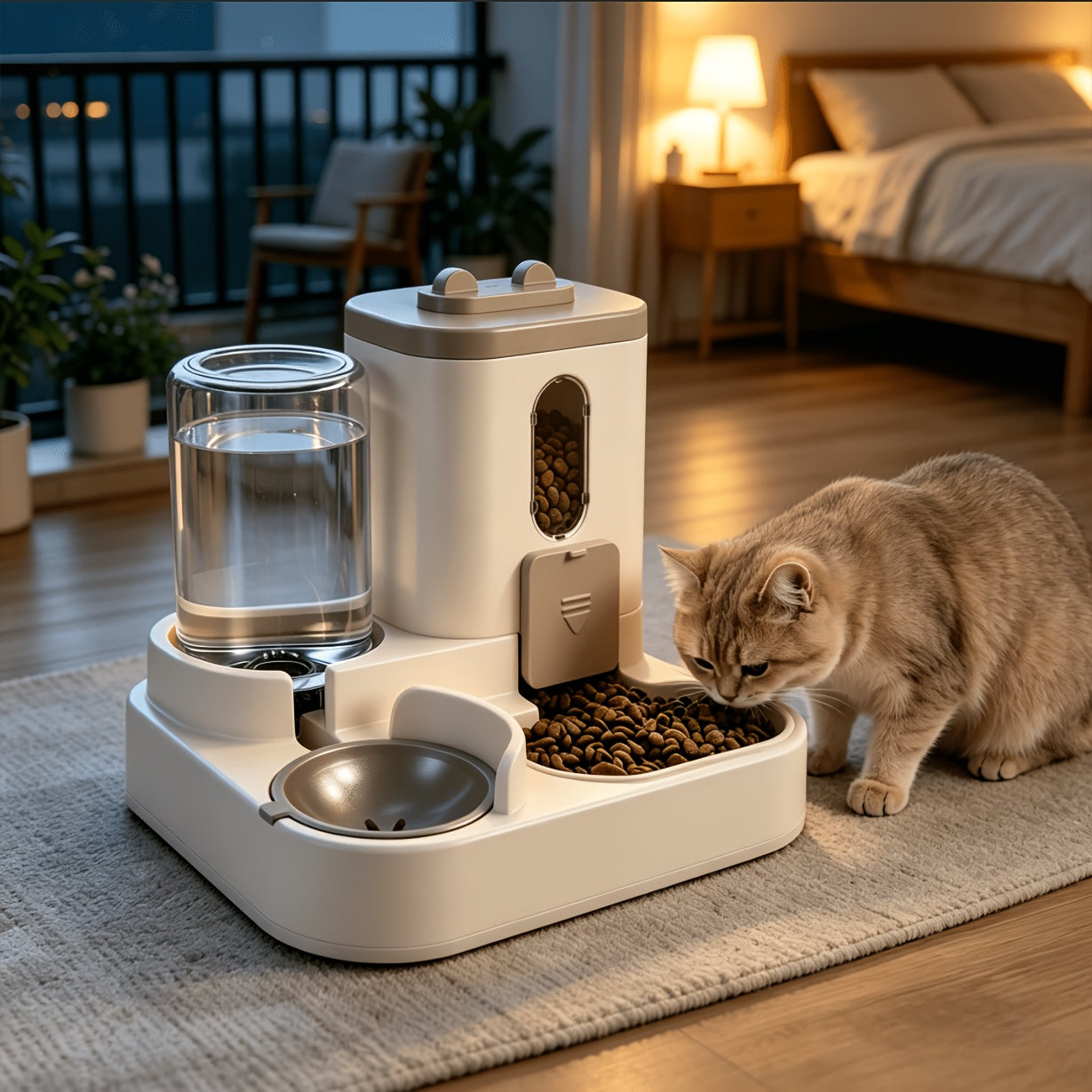 2-in-1 Gravity Pet Feeder for Cats & Dogs – Non-Electric Automatic Food & Water Dispenser, Space-Saving, Easy to Clean, Ideal for Multi-Pet Homes