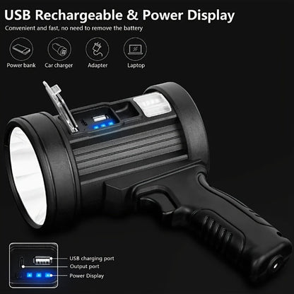 LED Rechargeable Flashlight 6 Modes 3 Color Filters USB & Solar Charging IPX4 Waterproof Tactical Flashlight for Camping Hiking Hunting Boating – Christmas & Holiday Gift