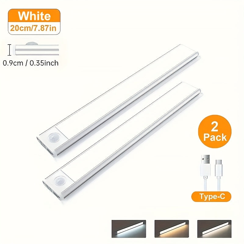 LED Motion Sensor Under Cabinet Light – Wireless USB-C Rechargeable Closet Light, 3 Color Temps & Dimmable, Magnetic Mount, Motion Activated Night Light for Kitchen Cabinet Closet Drawer (1/2/4 Pack)