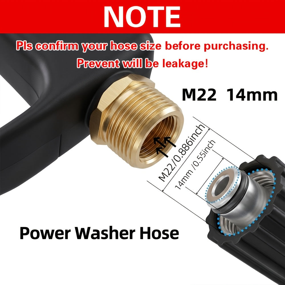 High Pressure Washer Gun 3000 PSI with 5 Spray Nozzles, 1/4" Quick Connect & M22-14 Hose Connector – Car Wash, Garden Irrigation & Patio Cleaning Spray Gun for Pressure Washers