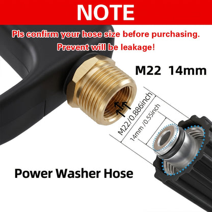 High Pressure Washer Gun 3000 PSI with 5 Spray Nozzles, 1/4" Quick Connect & M22-14 Hose Connector – Car Wash, Garden Irrigation & Patio Cleaning Spray Gun for Pressure Washers