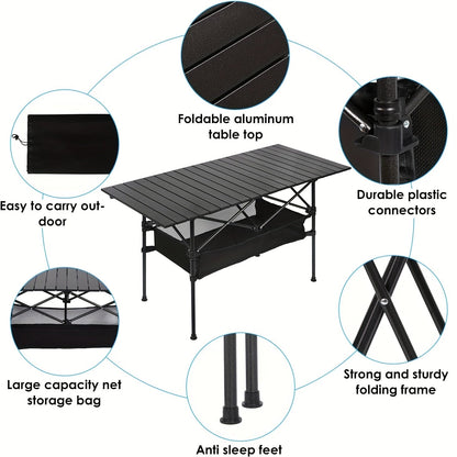 Folding Camping Table with Carry Bag – Lightweight Portable Outdoor Table 3 Sizes for Camping, Beach, Picnic, BBQ, Backyard, Boat & Travel, Easy Setup & Storage