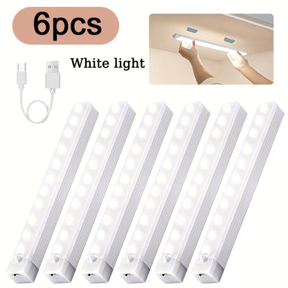LED Motion Sensor Cabinet Lights USB Rechargeable 6 9 12pcs Wireless Night Light 3 Adjustable Modes for Bedroom Staircase Kitchen Closet Under Cabinet Bedside Reading Hallway Home Lighting