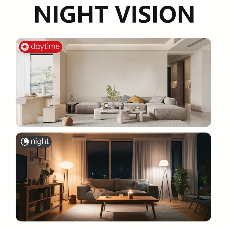 2K Mini Wireless Security Camera – WiFi Indoor Surveillance Camera with Night Vision, Magnetic Mount, Continuous Recording, Baby & Pet Monitor, USB/Battery Powered, SD Card & Cloud Storage