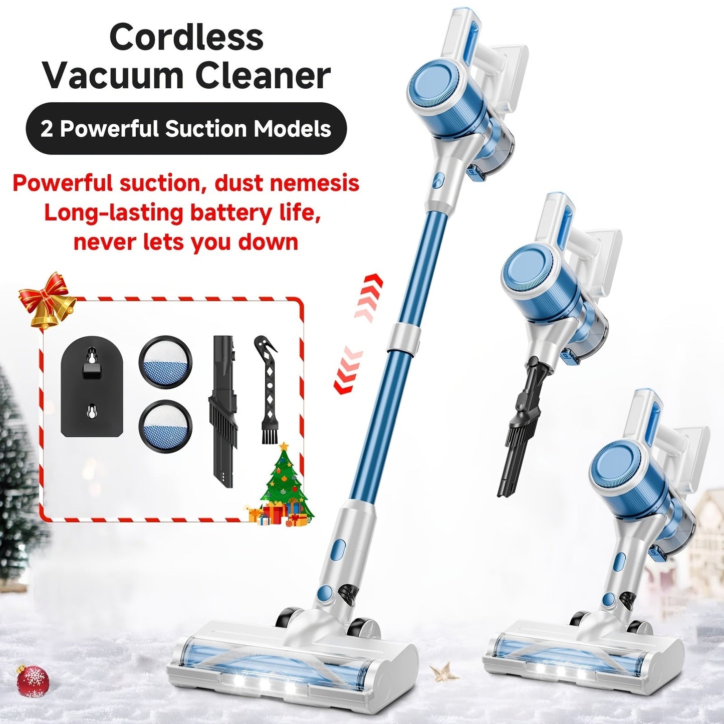 Cordless Stick Vacuum Cleaner 45-70KPA Powerful Suction, Anti-Tangle Brush 45-Min Runtime 50oz Dust Cup, Corded & Cordless Options, Rechargeable Lightweight Vacuum for Hardwood Floor Carpet Pet Hair Home