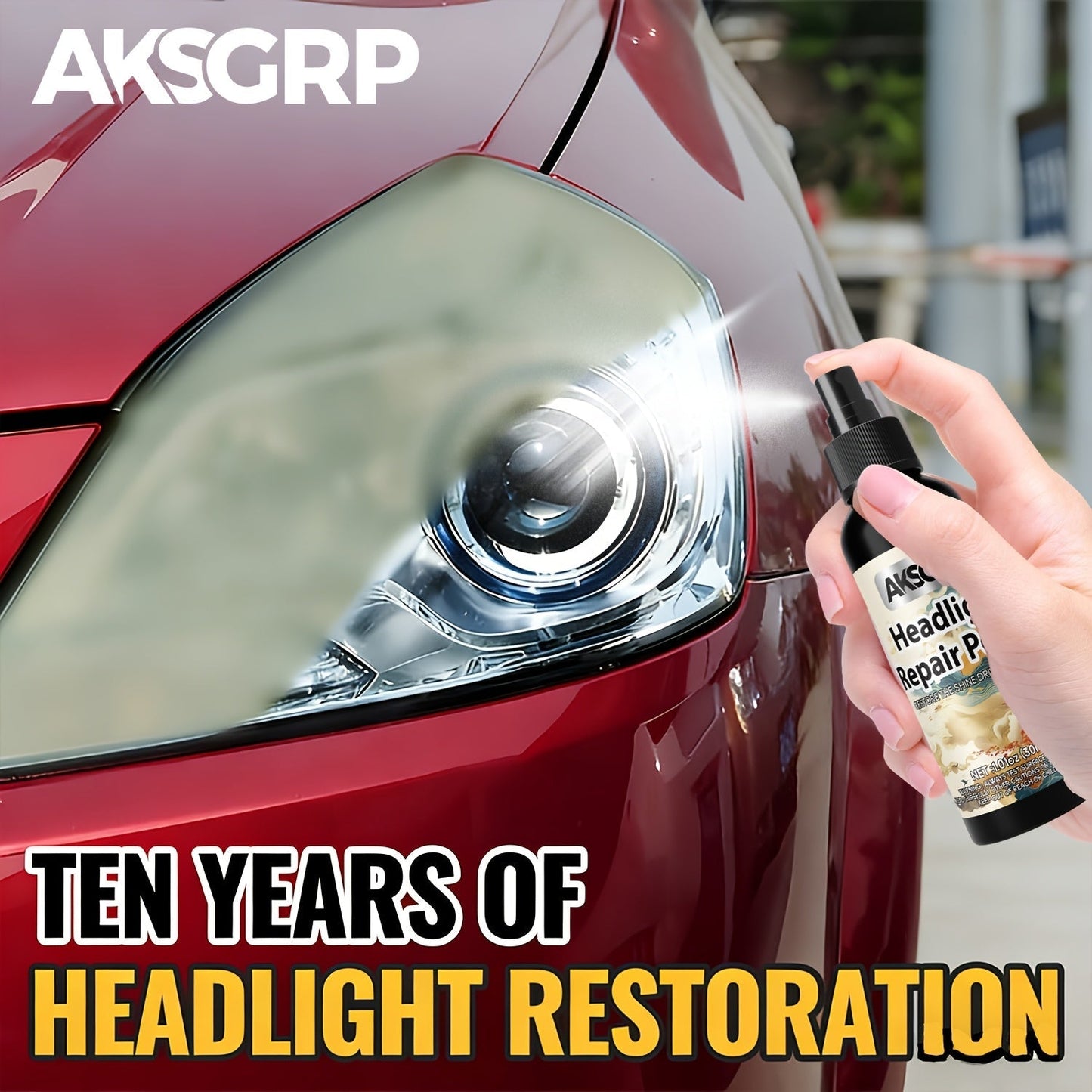 Headlight Restoration Polish Kit – Anti-Yellowing Crystal Clear Formula for Cloudy Headlights, Taillights & Fog Lamps, Multi-Use Auto Light Restorer, 30ml / 50ml / 120ml