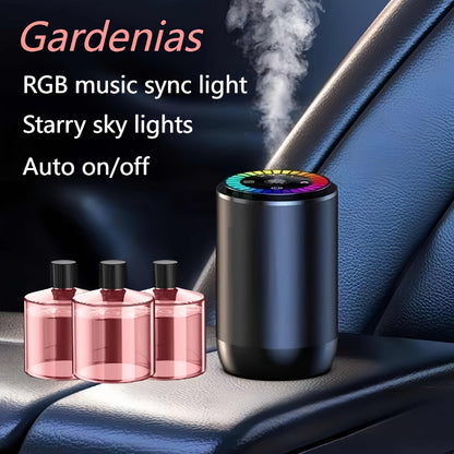 Smart Car Air Freshener Aromatherapy Diffuser Starry Sky Light Show USB Rechargeable Adjustable Fragrance – Natural French Scented Essential Oil Gardenia Ocean Lavender Cologne Car Gift