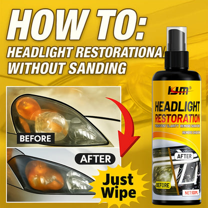 Headlight Restoration Kit Advanced Repair Spray - Clears Yellowing & Oxidation, Restores Brightness, Long-Lasting UV Protective Coating for Car Headlamps, Includes Applicator Towel