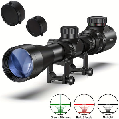3-9x40 Rifle Scope with Red & Green Illuminated Reticle – Reinforced Aluminum Alloy Tactical Riflescope with 4-Hole Mounting System for Hunting, Shooting & Outdoor Use