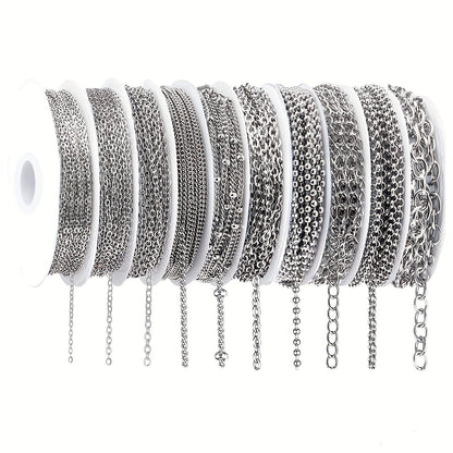304 Stainless Steel Chain Jewelry Making Kit 10 or 15 Rolls 74-75 Feet with Lobster Clasp Toggle Clasp Set for DIY Bracelets Necklaces Anklets Handmade Jewelry Supplies Gold Rose Gold