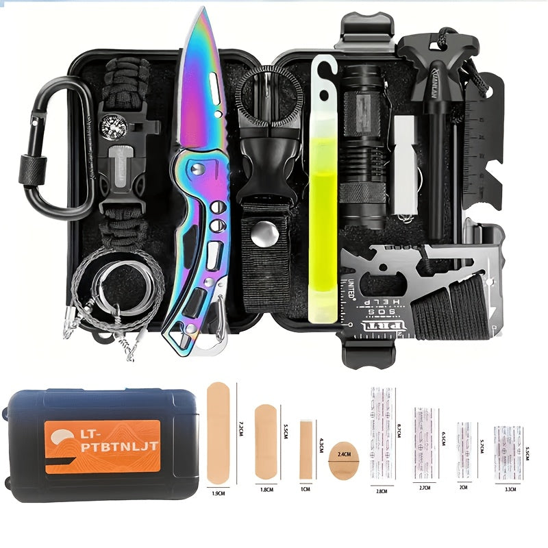 Survival Kit for Men 12 to 115 Piece Emergency Gear Set Flint Fire Starter Multi-Tool – Camping Hiking Hunting Fishing Outdoor Gift for Dad Husband Boyfriend