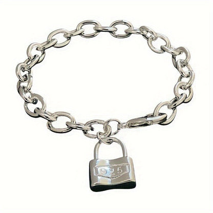 925 Sterling Silver Chain Bracelet for Women – Dainty Korean Boho Lock Clasp Pendant Bracelet, Hypoallergenic, Lightweight 2g, Perfect Gift for Her