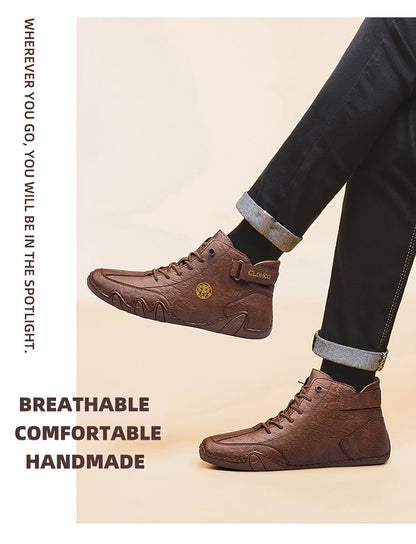 Men's High-Top Sneakers Breathable Lace-Up Casual Shoes Soft Rubber Sole Non-Slip Outdoor Walking Shoes for Men US 7-12 Multiple Colors