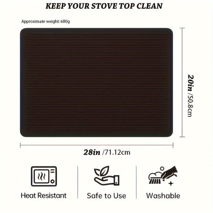 Silicone Stove Cover Cooktop Protector Mat 28x20" Heat Resistant Dishwasher Safe for Glass Top Electric Ceramic Induction Stove – Scratch & Stain Guard Dish Drying Mat Kitchen Counter Extender