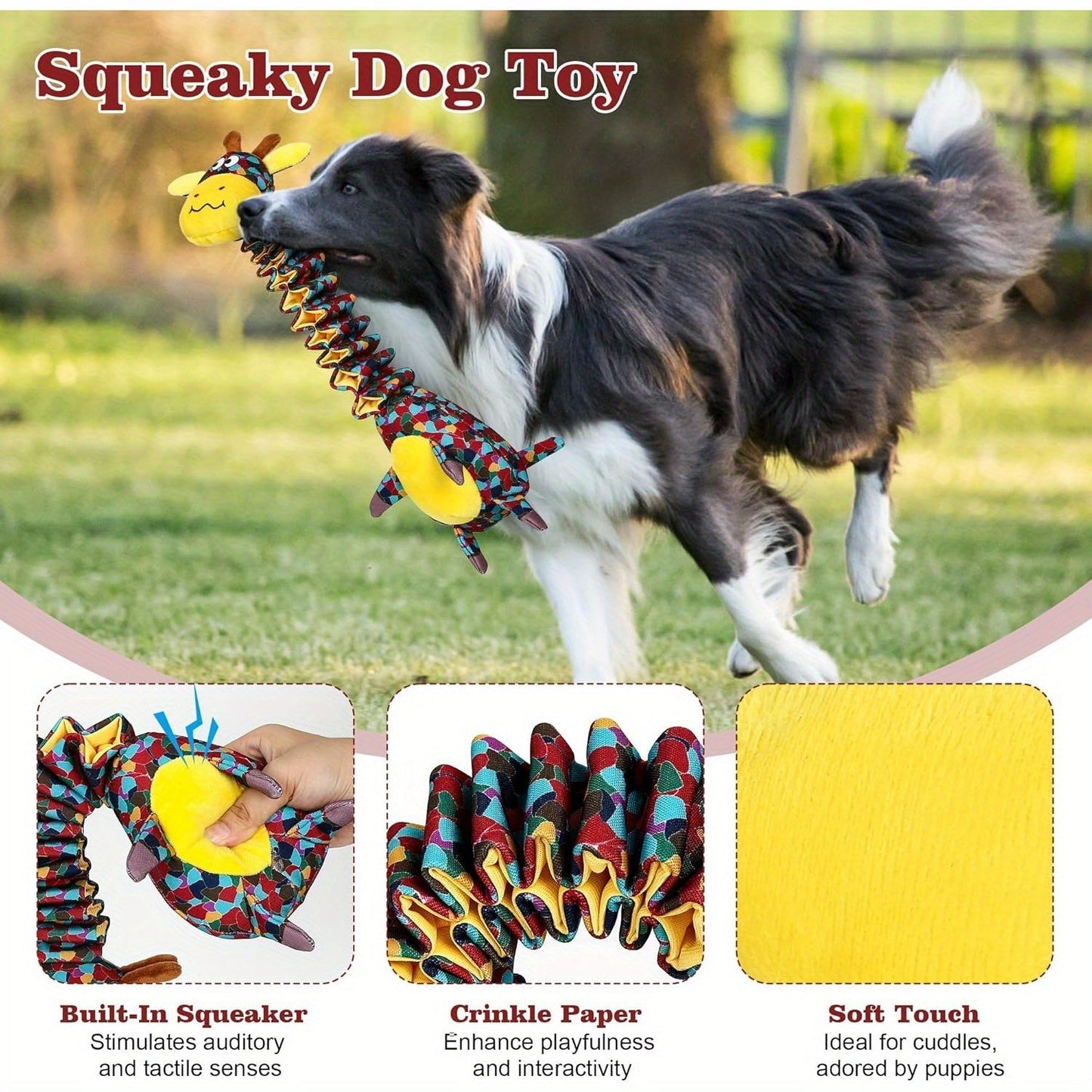 Indestructible Dog Chew Toy for Aggressive Chewers – Ultra-Strong Plush & Crinkle Paper Durable Dog Toy for Large Breeds, Interactive Squeaky Chew Toy for Powerful Dogs