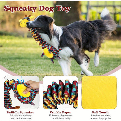 Indestructible Dog Chew Toy for Aggressive Chewers – Ultra-Strong Plush & Crinkle Paper Durable Dog Toy for Large Breeds, Interactive Squeaky Chew Toy for Powerful Dogs