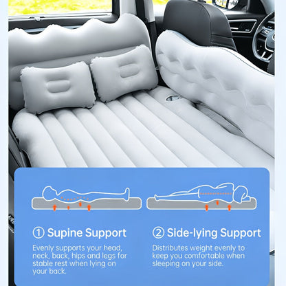 Car Inflatable Bed for SUV Sedan Soft Flocked Rear Seat Air Mattress Foldable Portable Sleeping Mat for Camping Road Trips Picnics – Includes Air Pump & Storage Bag, Black Grey Beige Pink