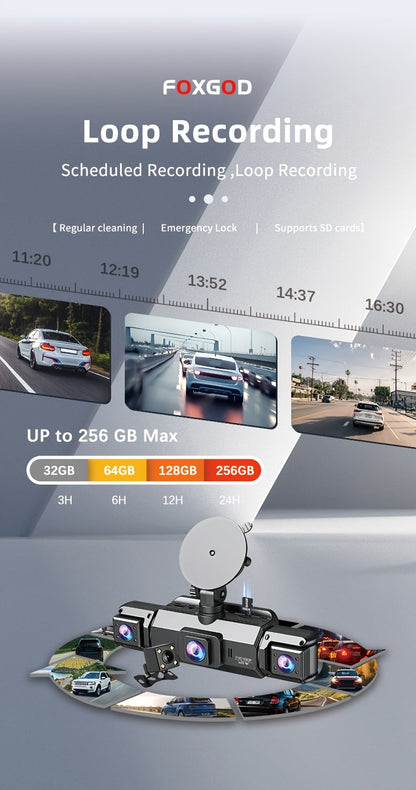 360° Dash Cam 3/4 Channel 1080P HD with Night Vision WDR G-Sensor Loop Recording 24/7 Parking Monitor WiFi, Multi-Lens Car Camera System for Full Coverage Zero Blind Spots
