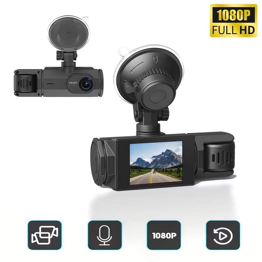 Dash Cam Front and Rear 1080P HD Dual Camera with Night Vision, 170° Wide Angle, ADAS, G-Sensor, Loop Recording, 24Hr Parking Mode, 2" IPS Screen