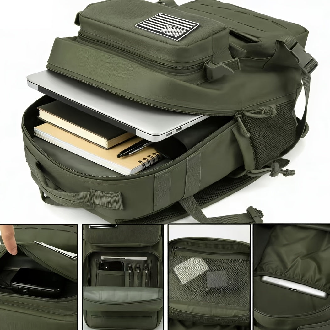 25L MOLLE Tactical Laptop Backpack for Men Women – Military Bug Out Bag Hiking Daypack with Dual Cup Holders, 9 Colors, Office & Outdoor Travel Pack