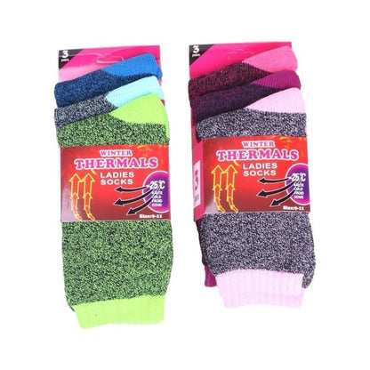6 Pairs Women's Thermal Winter Socks – Fleece-Lined Warm Boot Socks for Cold Weather, Heavy Duty Cushioned Crew Socks for Hiking Camping Skiing Running, Size 9-11, Multicolor Value Pack
