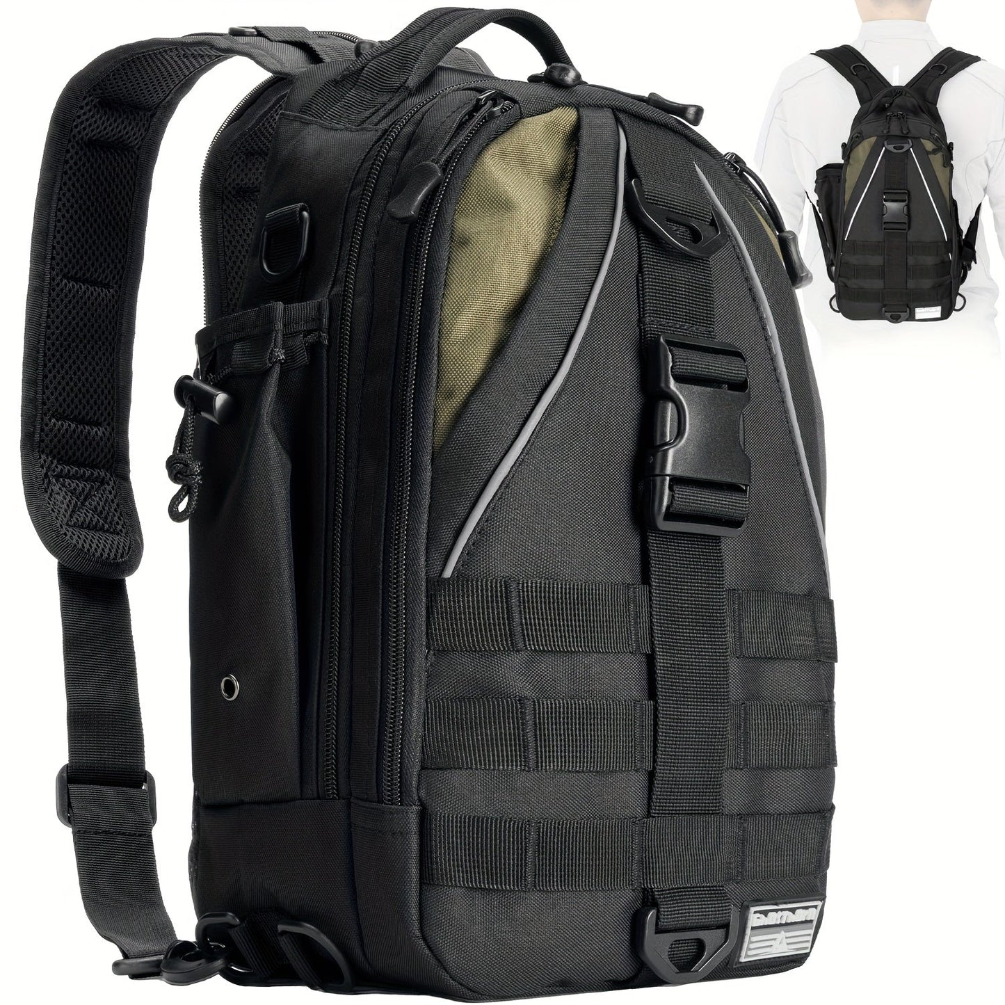 Fishing Backpack Tackle Sling Bag with Rod Holder – Waterproof Hiking Daypack Fly Fishing Bag for Men Women, Tackle Box Storage, Gift for Fisherman Dad