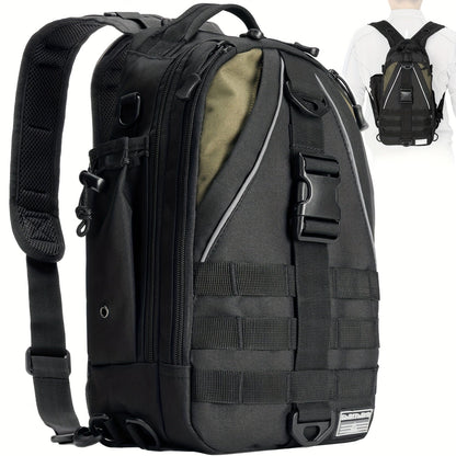 Fishing Backpack Tackle Sling Bag with Rod Holder – Waterproof Hiking Daypack Fly Fishing Bag for Men Women, Tackle Box Storage, Gift for Fisherman Dad