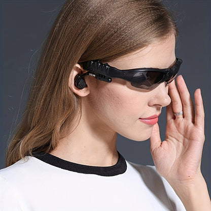 Bluetooth 5.4 Smart Audio Glasses Wireless Headset – Hands-Free Calls & Music, Built-In Condenser Mic, Volume Control, USB Charging, 80mAh Battery, Open Ear Wearable Tech Eyewear for Men & Women