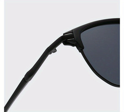 Retro Semi-Rim UV400 Sunglasses Unisex Vintage Half Frame Sunglasses for Men Women with Case & Cleaning Cloth - Classic Stylish Eyewear for Daily Driving Travel Outdoor
