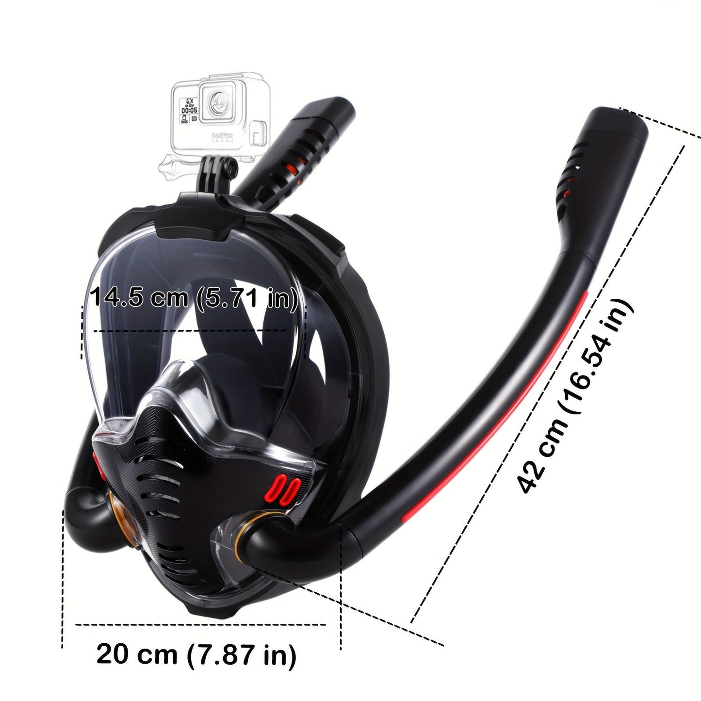Full Face Snorkel Mask – 180° Panoramic HD View with Dry Top Anti-Leak System, Breathable Design for Adults Men & Women, Scuba Snorkeling Freediving Mask
