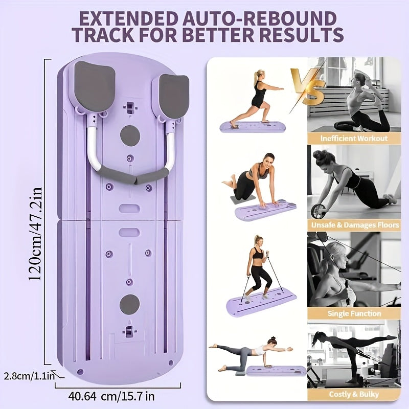 8-in-1 Foldable Pilates Board with Resistance Bands – Multi-Functional Core Abdominal Trainer, Anti-Deformation PP Material, Stable Flat Design, Compact Storage, Home Gym Equipment for Men & Women