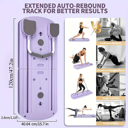 8-in-1 Foldable Pilates Board with Resistance Bands – Multi-Functional Core Abdominal Trainer, Anti-Deformation PP Material, Stable Flat Design, Compact Storage, Home Gym Equipment for Men & Women