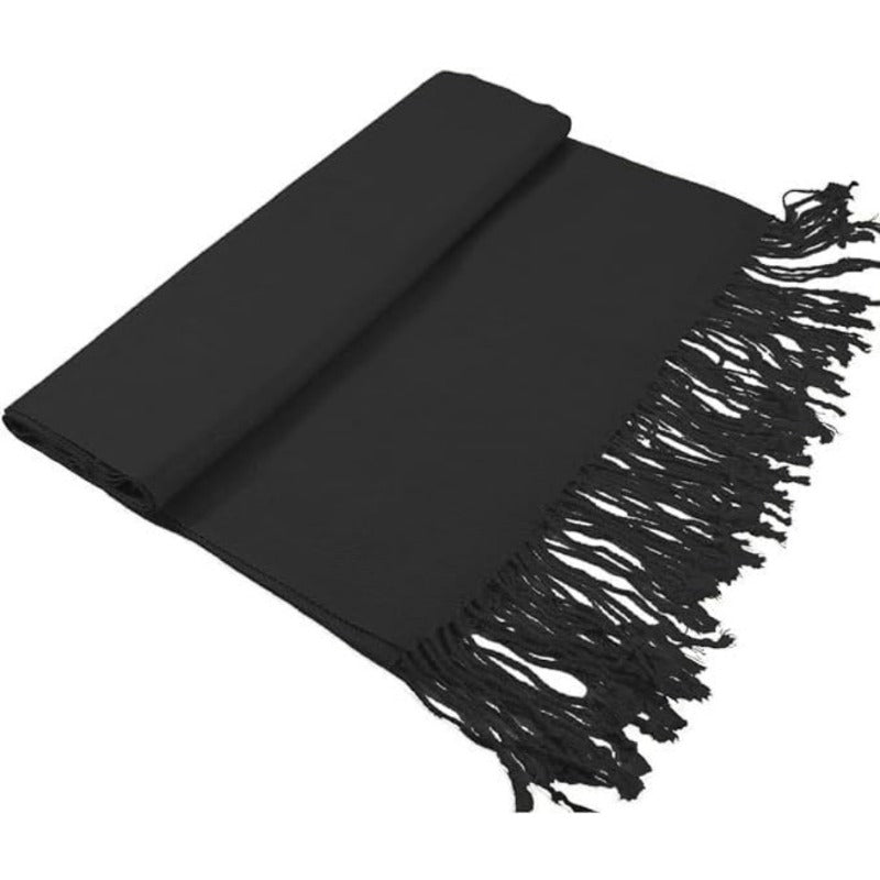 Women's Soft Silky Pashmina Shawl Wrap Scarf – Large 28x78 Inch with Tassel Ends, Solid Color Lightweight Wrap for Weddings, Parties, Hijab & Everyday Wear, Navy & Teal
