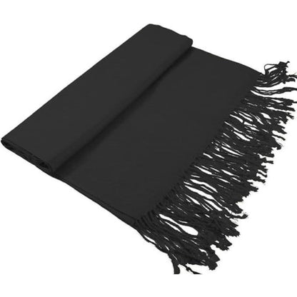 Women's Soft Silky Pashmina Shawl Wrap Scarf – Large 28x78 Inch with Tassel Ends, Solid Color Lightweight Wrap for Weddings, Parties, Hijab & Everyday Wear, Navy & Teal