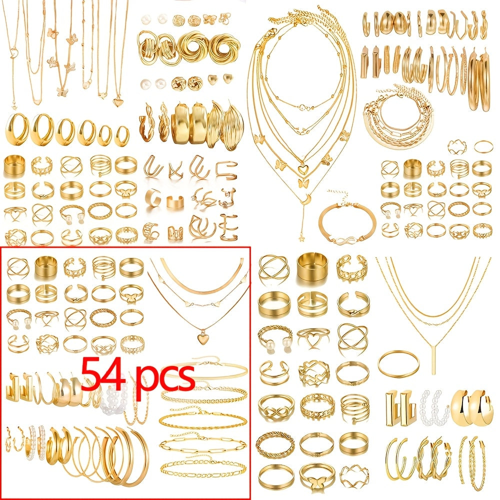 Retro Jewelry Set for Women 35-68pcs Butterfly Heart Star Moon Charms Elegant Mixed Lot Daily Wear & Gift