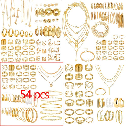 Retro Jewelry Set for Women 35-68pcs Butterfly Heart Star Moon Charms Elegant Mixed Lot Daily Wear & Gift
