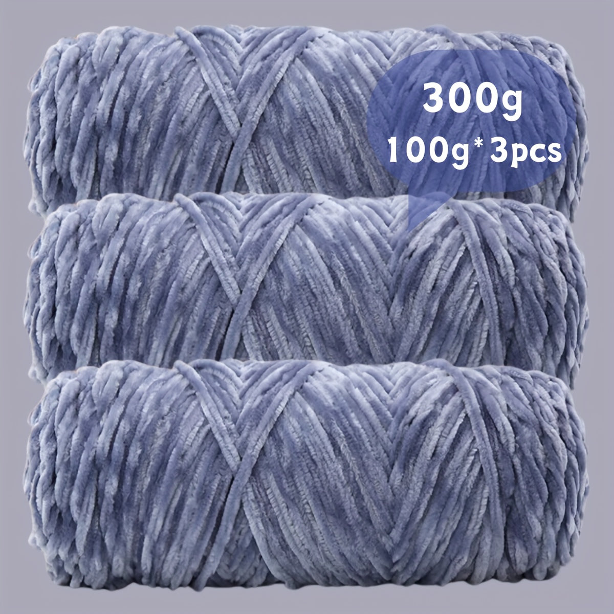 Velvet Chenille Yarn 3-Pack 300g (100g x3) Soft Bulky Knitting Crochet Yarn 47 Colors Beginner Friendly Luxury Handcraft for Sweaters Scarves Hats Dolls Bags Amigurumi DIY Projects