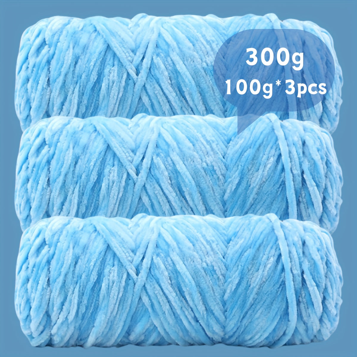 Velvet Chenille Yarn 3-Pack 300g (100g x3) Soft Bulky Knitting Crochet Yarn 47 Colors Beginner Friendly Luxury Handcraft for Sweaters Scarves Hats Dolls Bags Amigurumi DIY Projects