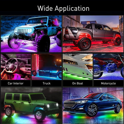 Car LED Underglow Atmosphere Light Kit – App & Wireless Control, Multiple Scene Modes, 2 Strips (23.62" × 35.43"), Compatible with Cars, Trucks & SUVs, Interior & Exterior Decorative Lighting