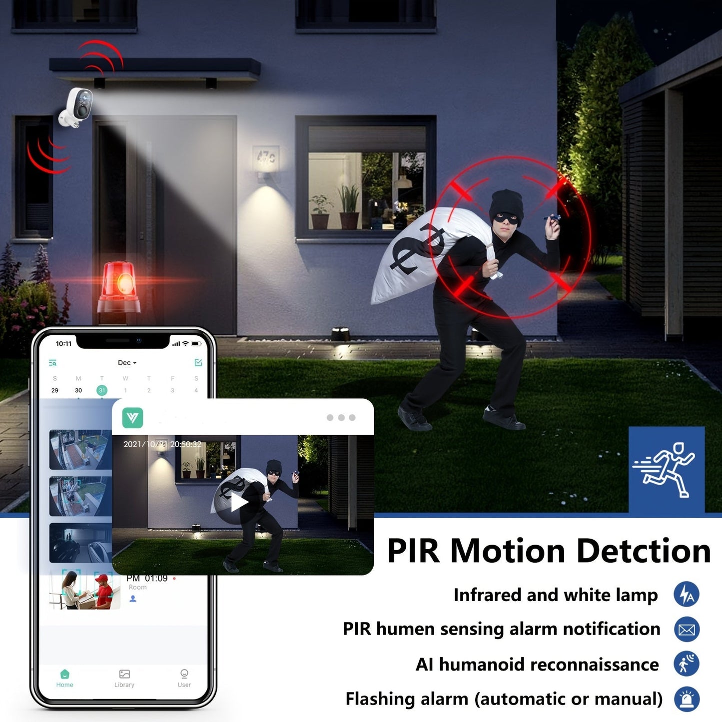 Solar Powered Outdoor Security Camera 2K 3MP – Wireless WiFi CCTV with AI Motion Detection, Color Night Vision, Spotlight, 2-Way Audio, IP66 Waterproof, No Monthly Fee, Cloud & SD Storage, Battery Powered