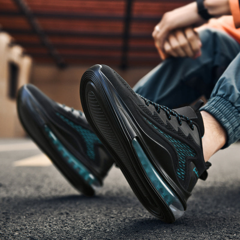 Men's Air Cushion Running Sneakers Lightweight Lace-Up Anti-Slip Shock-Absorbing Breathable Athletic Shoes for Walking Fitness Tennis Travel Sizes US 6.5-13.5 Black Blue White Yellow Red