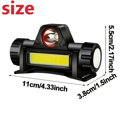 Rechargeable COB LED Headlamp 4-Pack – Super Bright USB Rechargeable Headlight with Magnetic Base, Long Range & COB Modes, Adjustable Hard Hat Clip, 500mAh Battery for Camping, Hiking, Fishing & Work