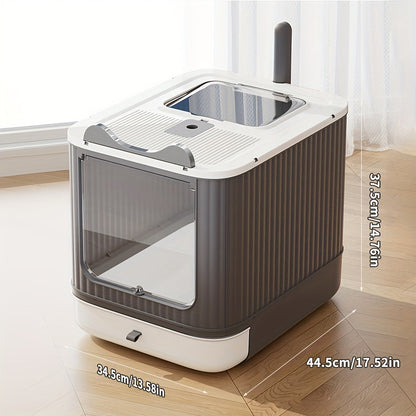 Large Enclosed Cat Litter Box with Lid - Covered Design for Odor Control & High Privacy, Easy Clean Modern Cat Toilet for Multiple Cats, Includes Garbage Bags, Extra Large Cat Litter Box Furniture