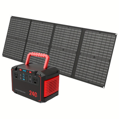 Portable Solar Power Station 350W Peak with AC DC USB Ports – 88.8Wh/111Wh/240Wh LiFePO4 Battery, Optional 30W/40W/60W Solar Panel, Solar Generator for Camping, Emergency, CPAP, Laptops, Fans & Off-Grid Home Use