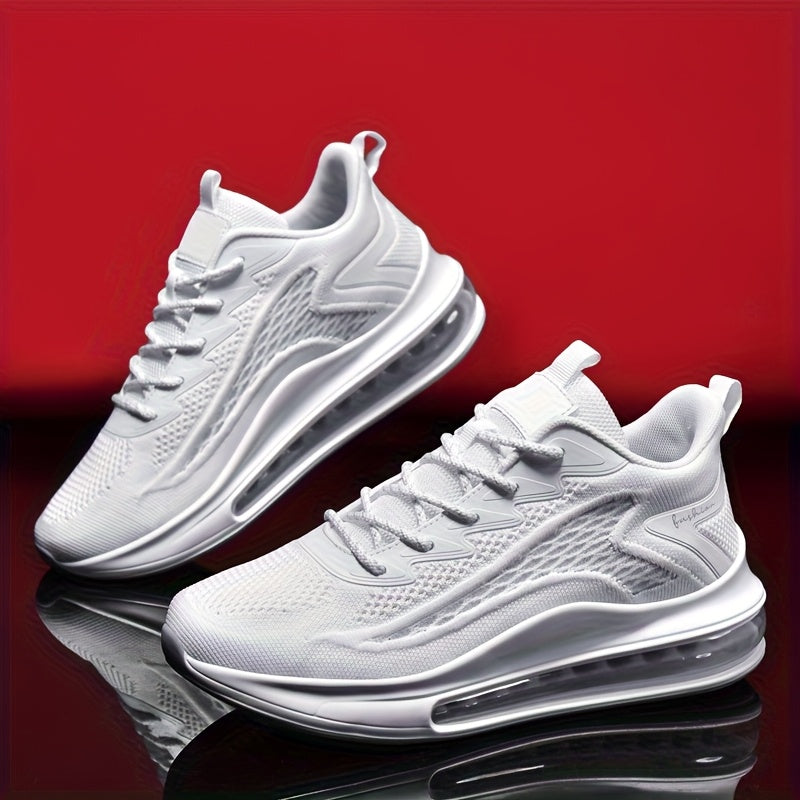 Men's Air Cushion Running Sneakers Lightweight Lace-Up Anti-Slip Shock-Absorbing Breathable Athletic Shoes for Walking Fitness Tennis Travel Sizes US 6.5-13.5 Black Blue White Yellow Red
