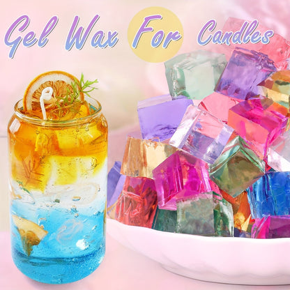 BlingFun Gel Candle Making Kit – 400g Clear Jelly Wax 4 Colors, 20pcs Pre-Tabbed Wicks, 20pcs Stickers, 5pcs Wick Holders, DIY Scented Candle Supplies for Beginners Home Decor Craft Gift