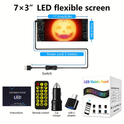 LED Scrolling Sign App Programmable – Animated Text Display Board, USB Powered, Car Charger Included, Multiple Sizes, Perfect for Bar, Party, Car, Christmas, New Year & Birthday Decorations