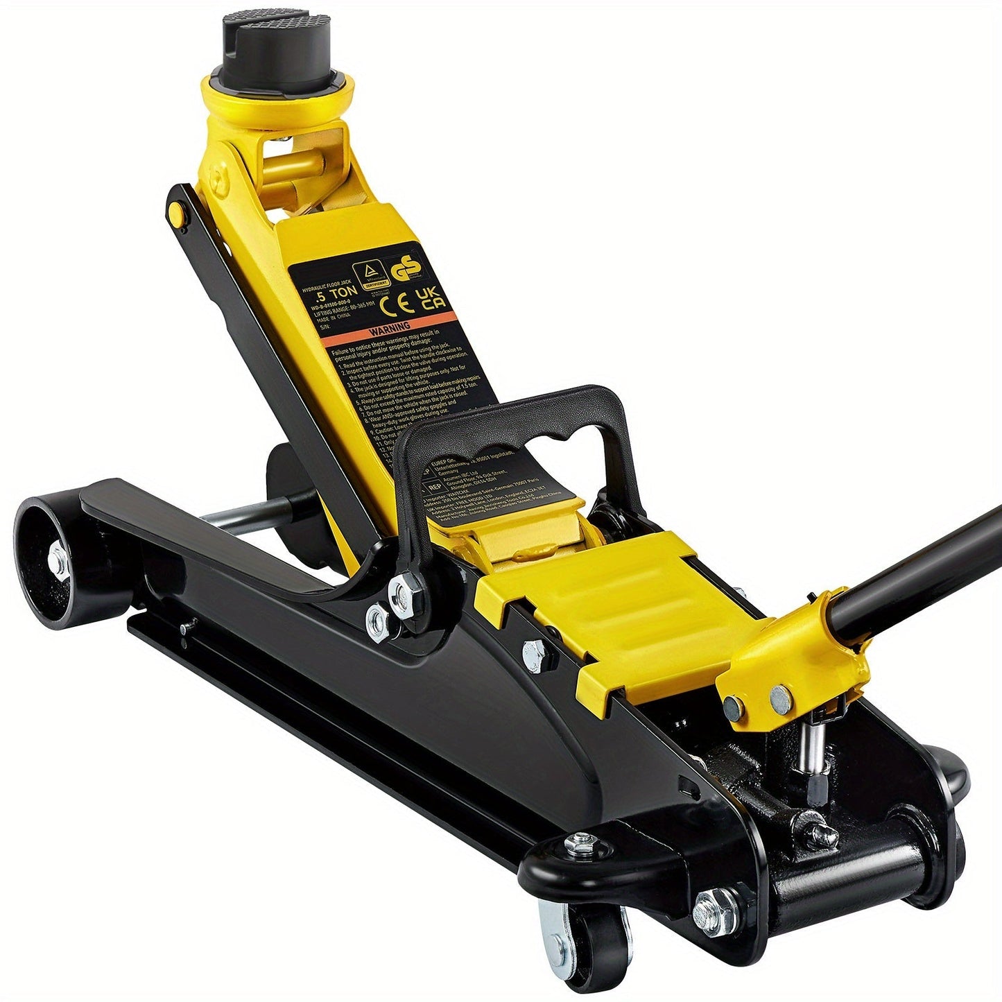 Happybuy 2.5 Ton Low Profile Floor Jack – Compact Alloy Steel Hydraulic Sport Jack, Single Cylinder Rapid Pump, 3.35–14.96" Lift Range for Cars, SUVs & Trucks – Black