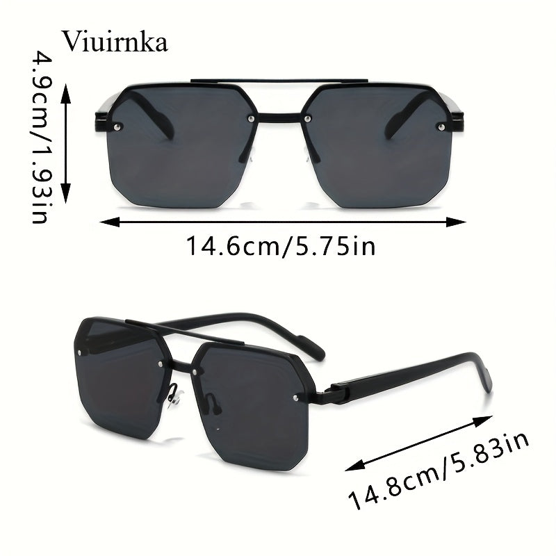 Semi-Rimless Vintage Fashion Glasses Unisex – Lightweight PC Polycarbonate Frame with Metal Hinge, Decorative Eyewear for Party, School, Daily Wear, Halloween, Christmas & Holiday Occasions